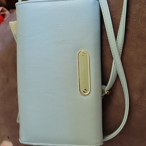 Vtg BETSEY JOHNSON Icy Blue Bow Crossbody Wallet Envelope Micro Purse - Picture 8 of 12